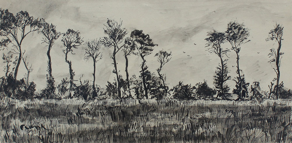 Appraisal: FRANCK Albert Jacques Canadian - Meadow Landscape with Trees Pen