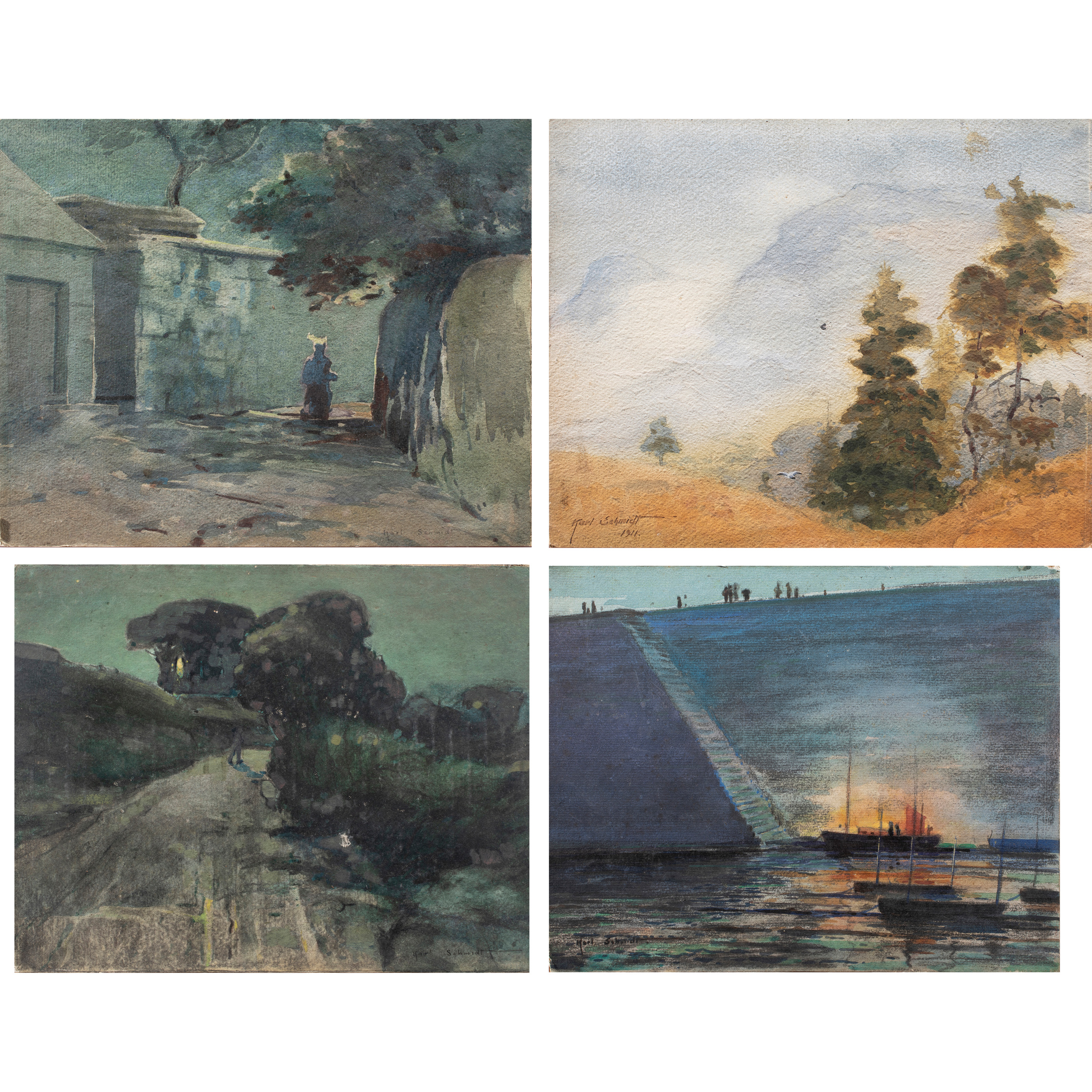 Appraisal: PAINTINGS KARL SCHMIDT lot of Karl Schmidt American - The