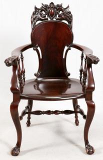 Appraisal: MAHOGANY VINTAGE CARVED CHAIR CIRCA MAHOGANY VINTAGE CARVED CHAIR CIRCA