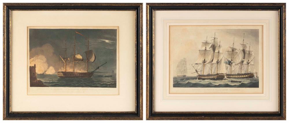 Appraisal: PAIR OF NAVAL PRINTS TH CENTURY FRAMED X PAIR OF