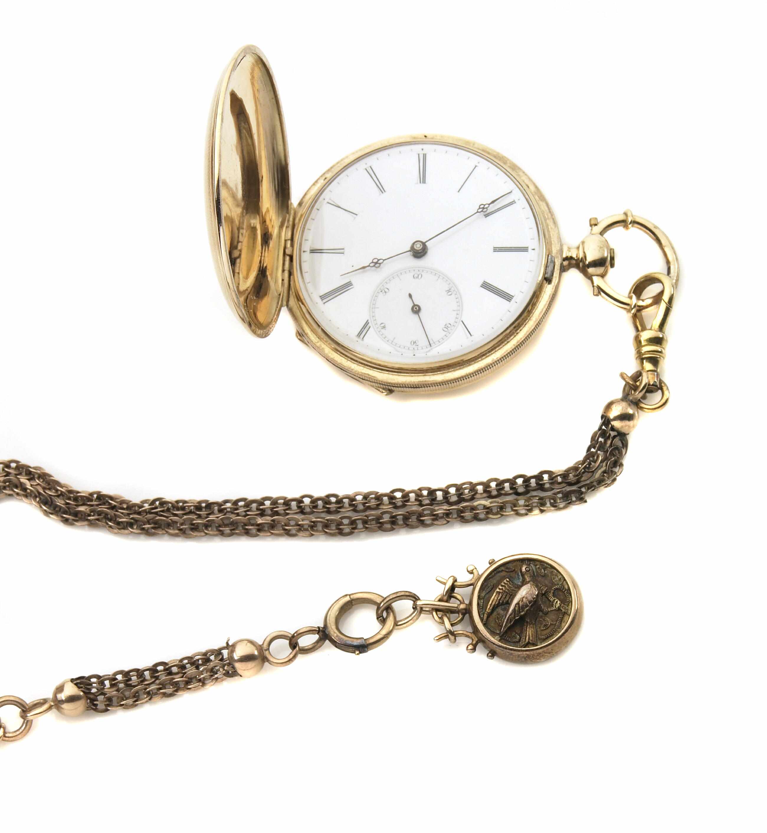 Appraisal: A gold pocketwatch with a k gold chain and a