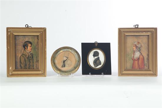 Appraisal: FOUR FRAMED PORTRAITS American th and th century Watercolor of