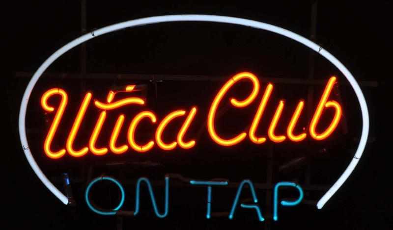 Appraisal: Utica Club On Tap Neon Sign Description s Red white