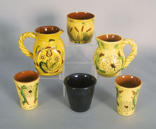 Appraisal: Six pcs of Breininger redware tallest - h