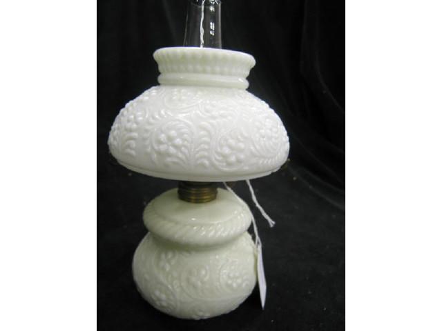 Appraisal: Victorian Miniature Oil Lamp overall floral on milk glass page