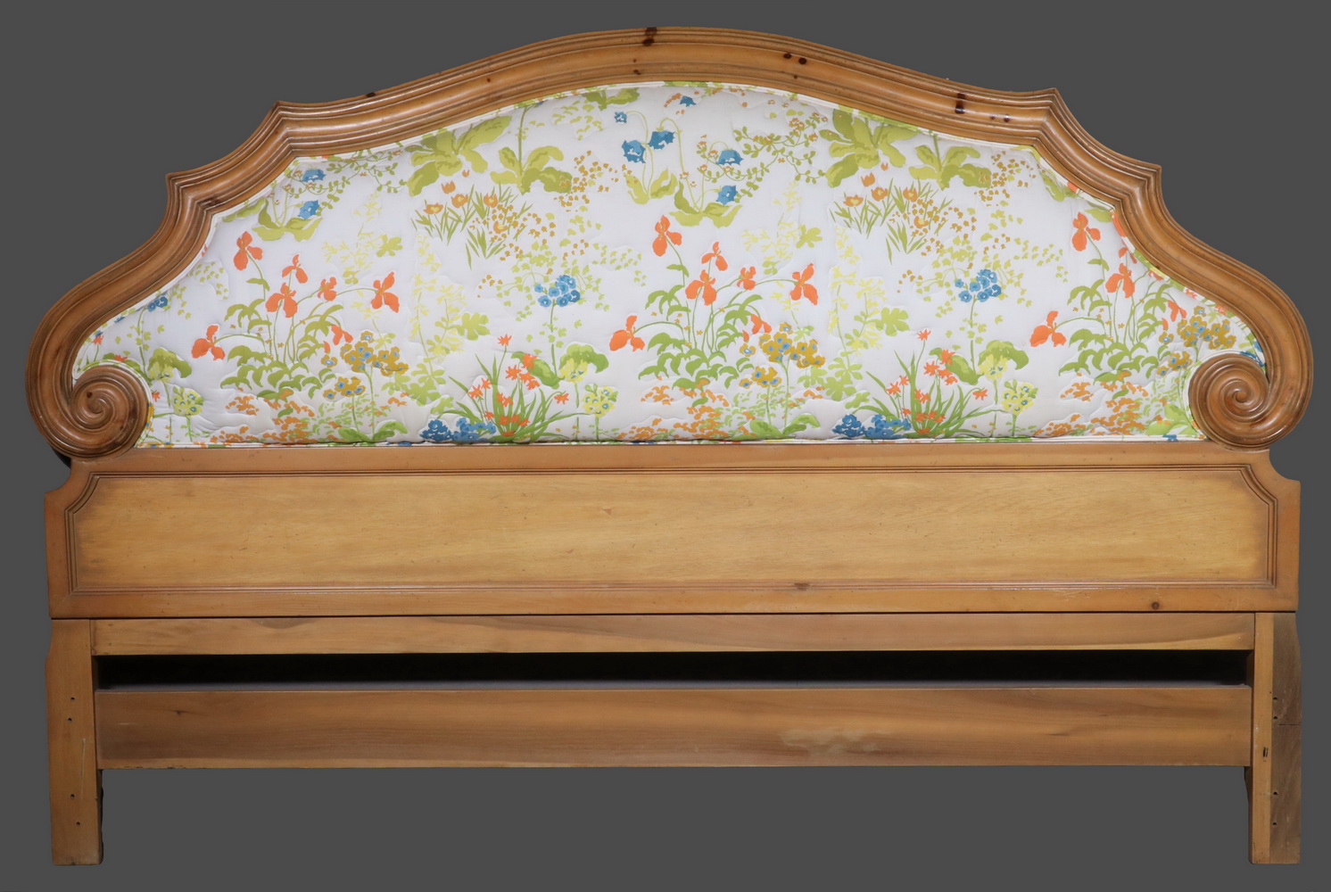 Appraisal: CUSTOM KING-SIZE HEADBOARD Scrubbed and Molded Pine Arch Top Headboard