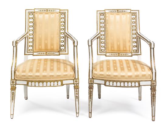 Appraisal: Sale Lot A Pair of Italian Painted and Parcel Gilt