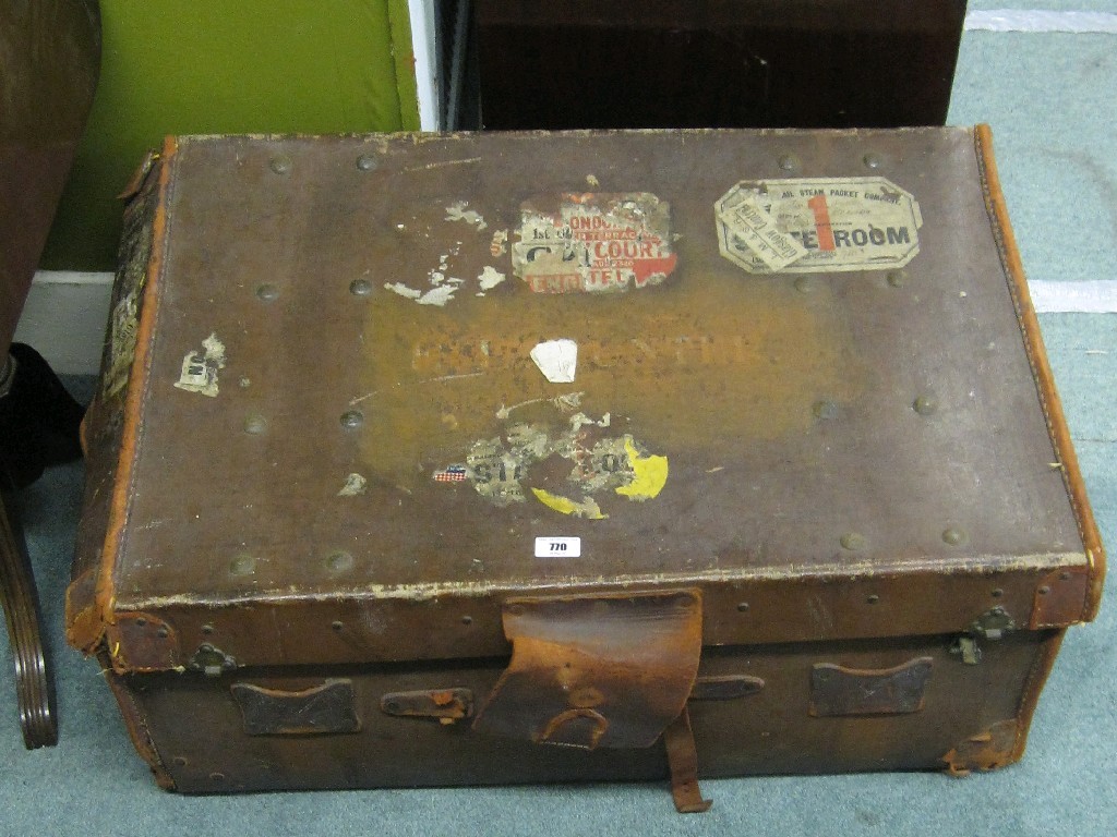 Appraisal: Lot comprising travel trunk patchwork quilt etc