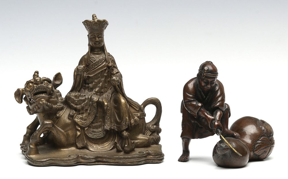 Appraisal: A TH CENTURY BUDDHIST BRONZE FIGURE PLUS ANOTHER Two works