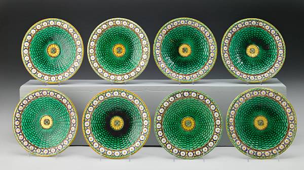 Appraisal: A set of eight Wedgwood majolica dessert plates date codes