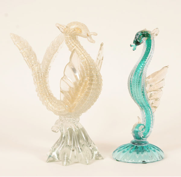 Appraisal: Two Murano art glass mythical seahorses Both creatures with internal