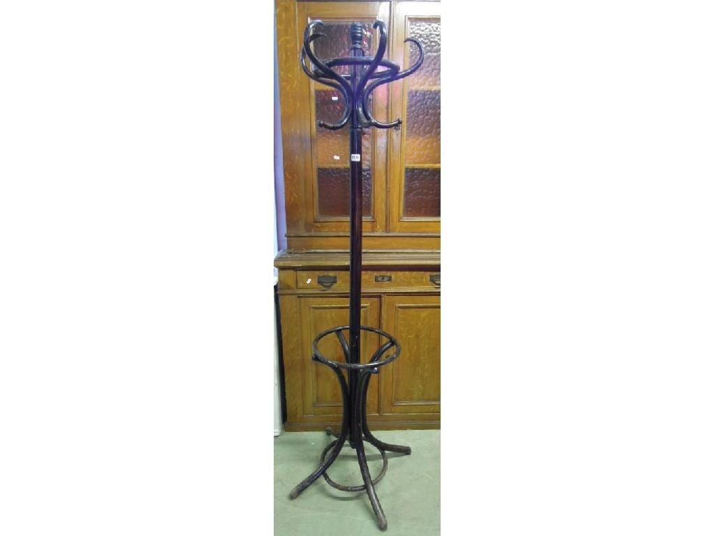 Appraisal: A stained Bentwood freestanding hat coat stand