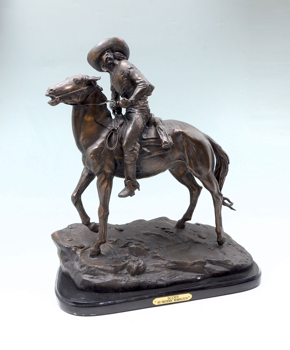 Appraisal: 'SCOUT'' BRONZE AFTER REMINGTON '' h with marble plinth