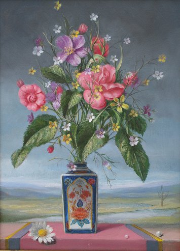 Appraisal: WHYTE Raymond American - Surreal Still Life of Flowers in