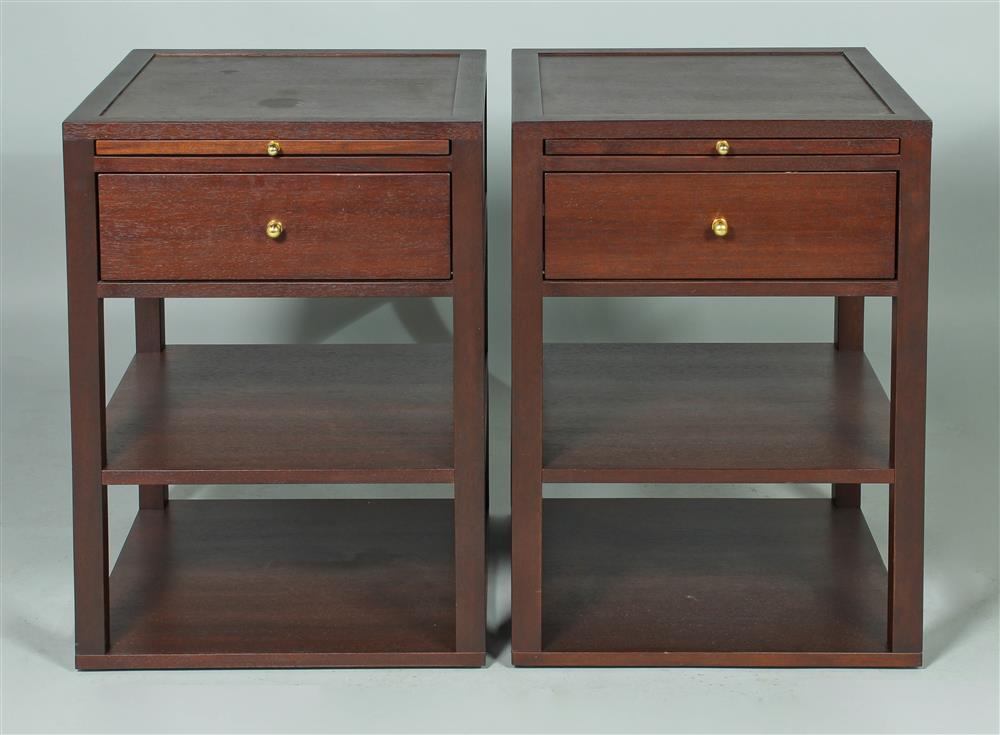 Appraisal: PAIR OF MAHOGANY STAINED SIDE TABLES ESTATE OF TOM CLANCY