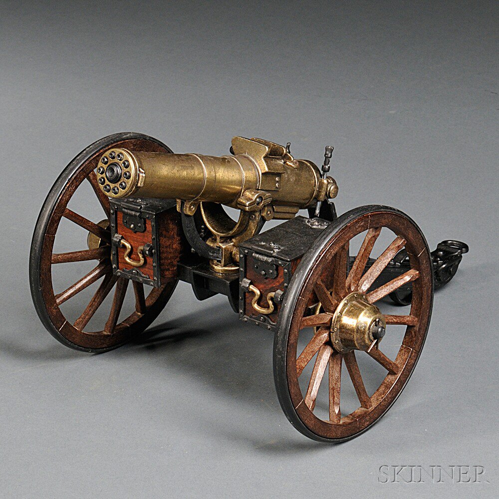 Appraisal: Gatling Gun Model c th century cast carriage and tube