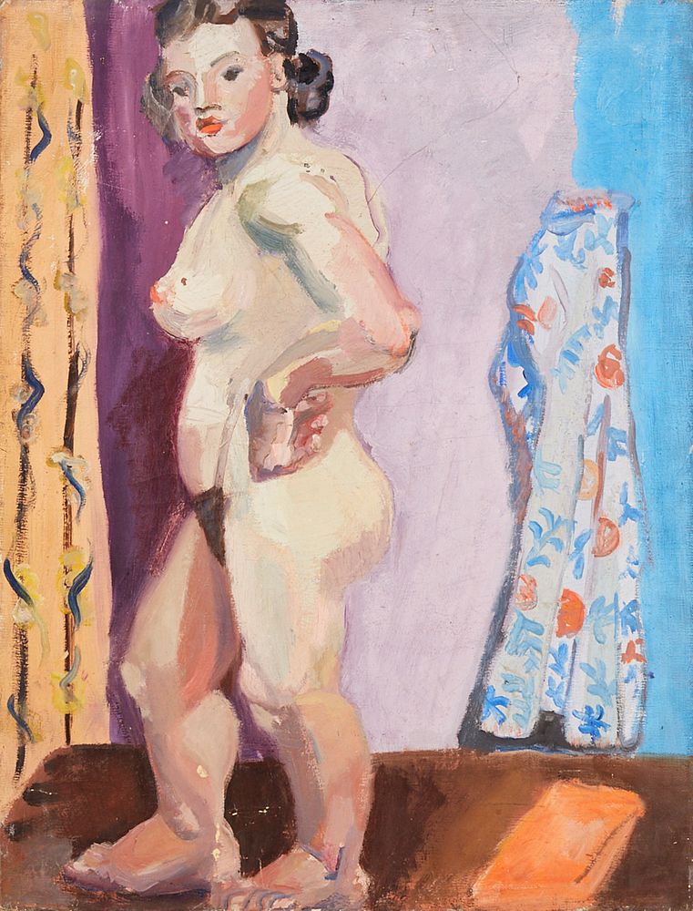 Appraisal: Elizabeth Grant WPA Standing Female Nude Oil on Canvas Elizabeth