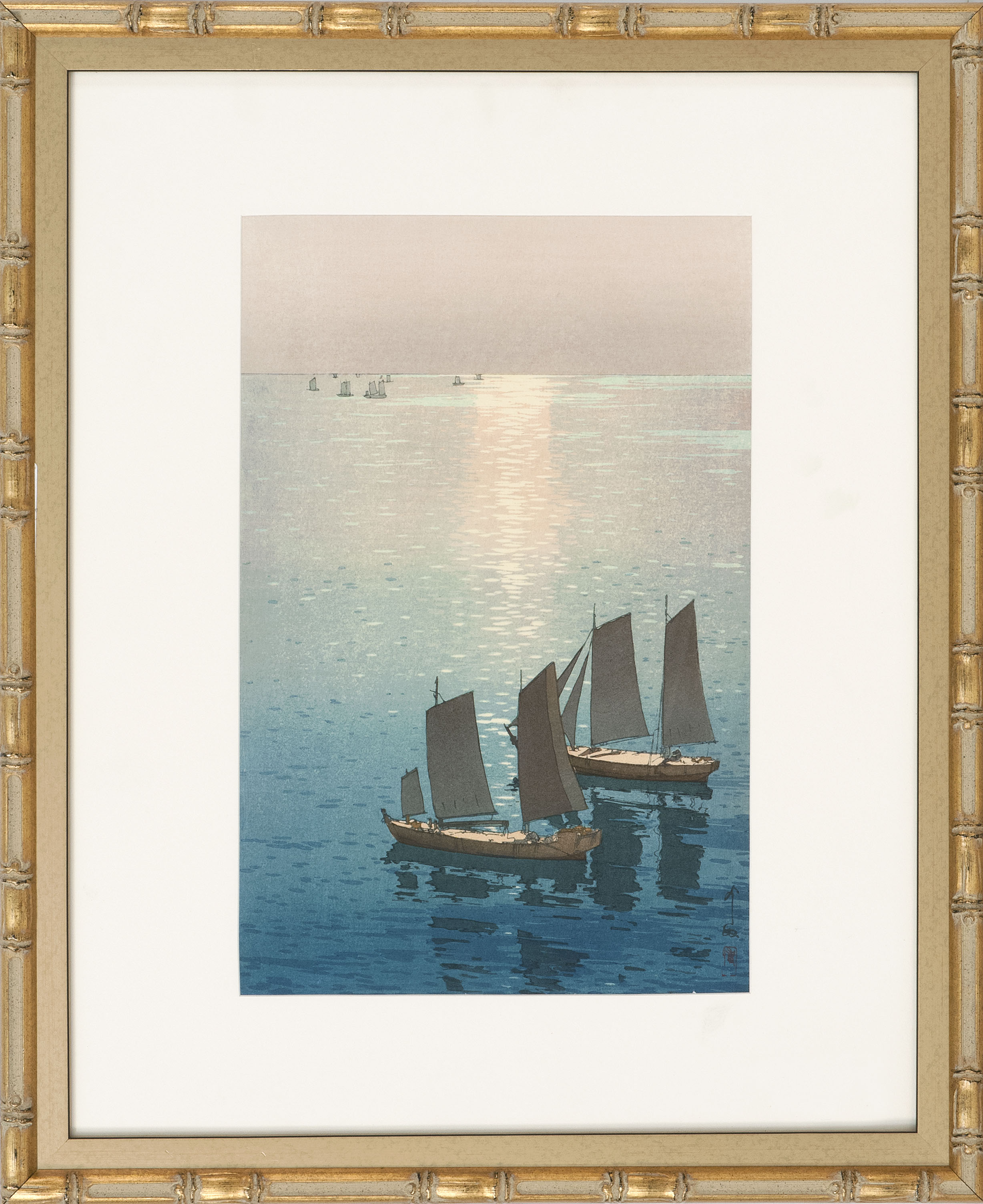 Appraisal: HIROSHI YOSHIDA Oban tate-eGlittering Sea Printed title and signature Framed