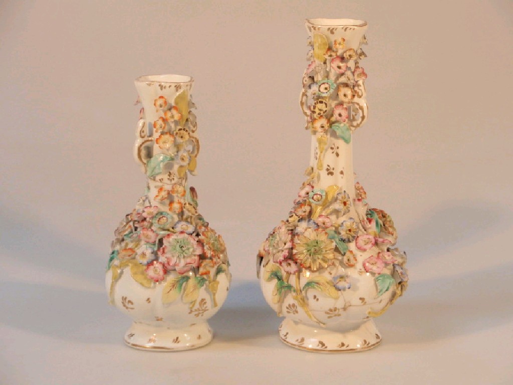 Appraisal: Two Victorian Coalport flower encrusted vases