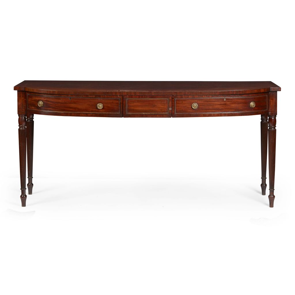 Appraisal: REGENCY MAHOGANY AND EBONY BOWFRONT SERVING TABLE EARLY TH CENTURY