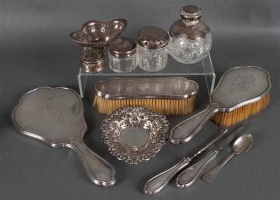 Appraisal: Assortment of American sterling silver vanity accessories and table articles