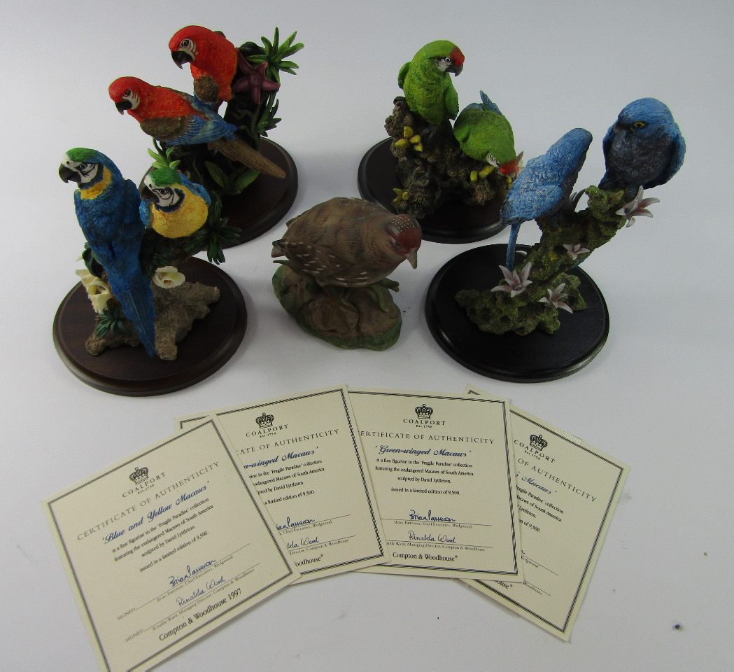 Appraisal: Four Coalport Fragile Paradise bird sculptures limited editions some with