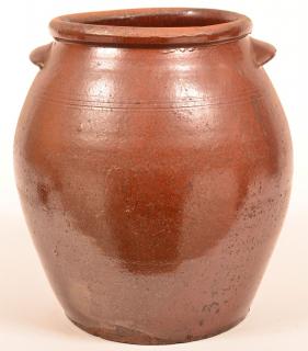 Appraisal: Large Redware Pottery Storage Crock Large th Century Redware Pottery