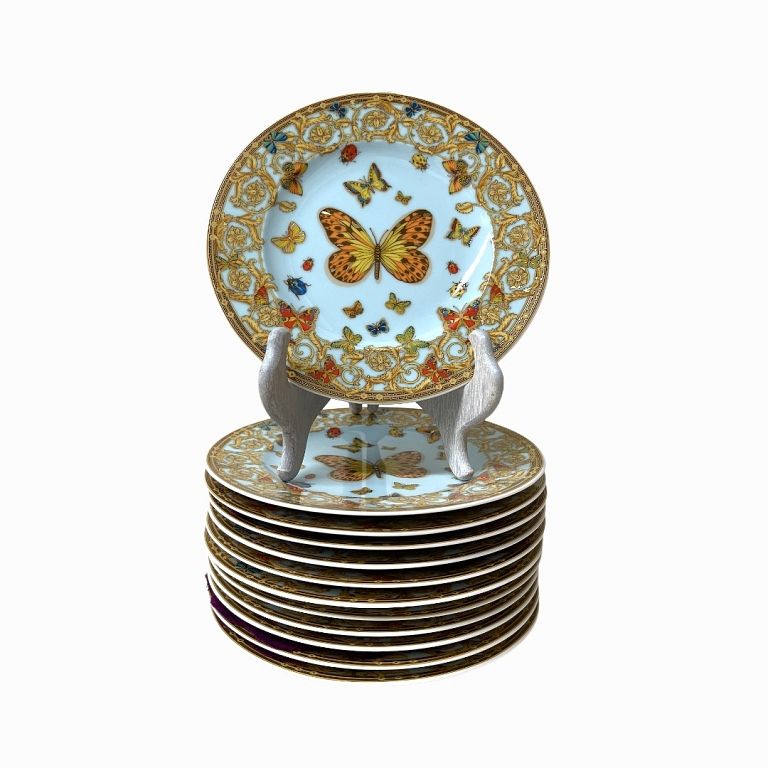 Appraisal: Versace Butterfly Garden Bread Butter Plates Rosenthal Versace Butterfly Garden