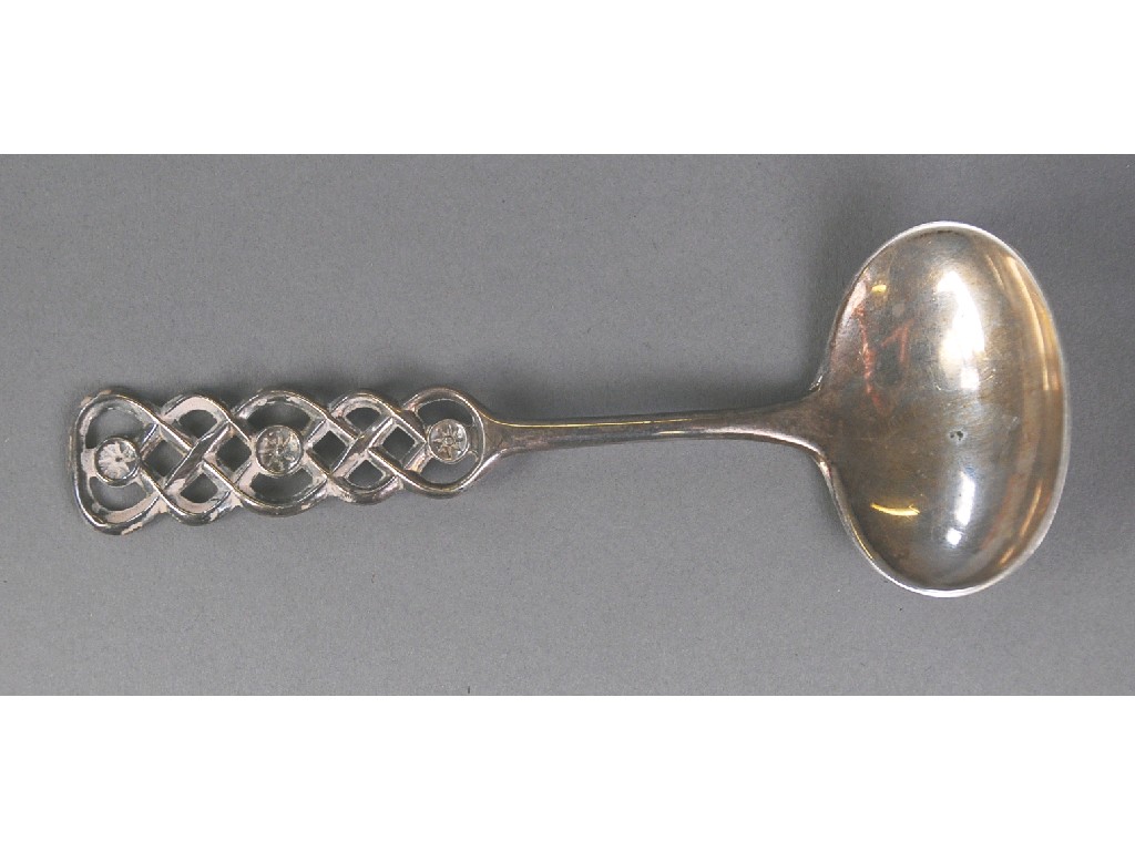 Appraisal: FOREIGN SILVER COLOURED METAL LADLE with shallow oval bowl and