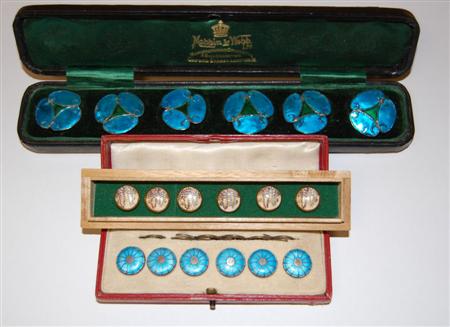 Appraisal: ART NOUVEAU PERIOD THREE CASED SETS OF BUTTONS EDWARDIAN PERIOD