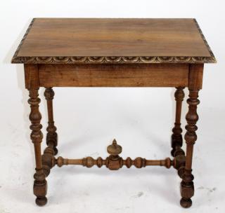 Appraisal: French Louis XIV style bureauplat desk in walnut with drawer