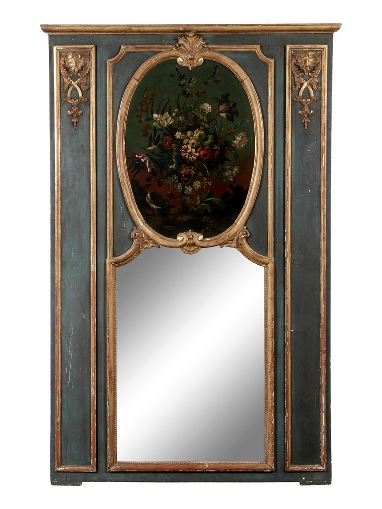 Appraisal: A Louis XV Style Painted and Parcel Gilt Pier Mirror