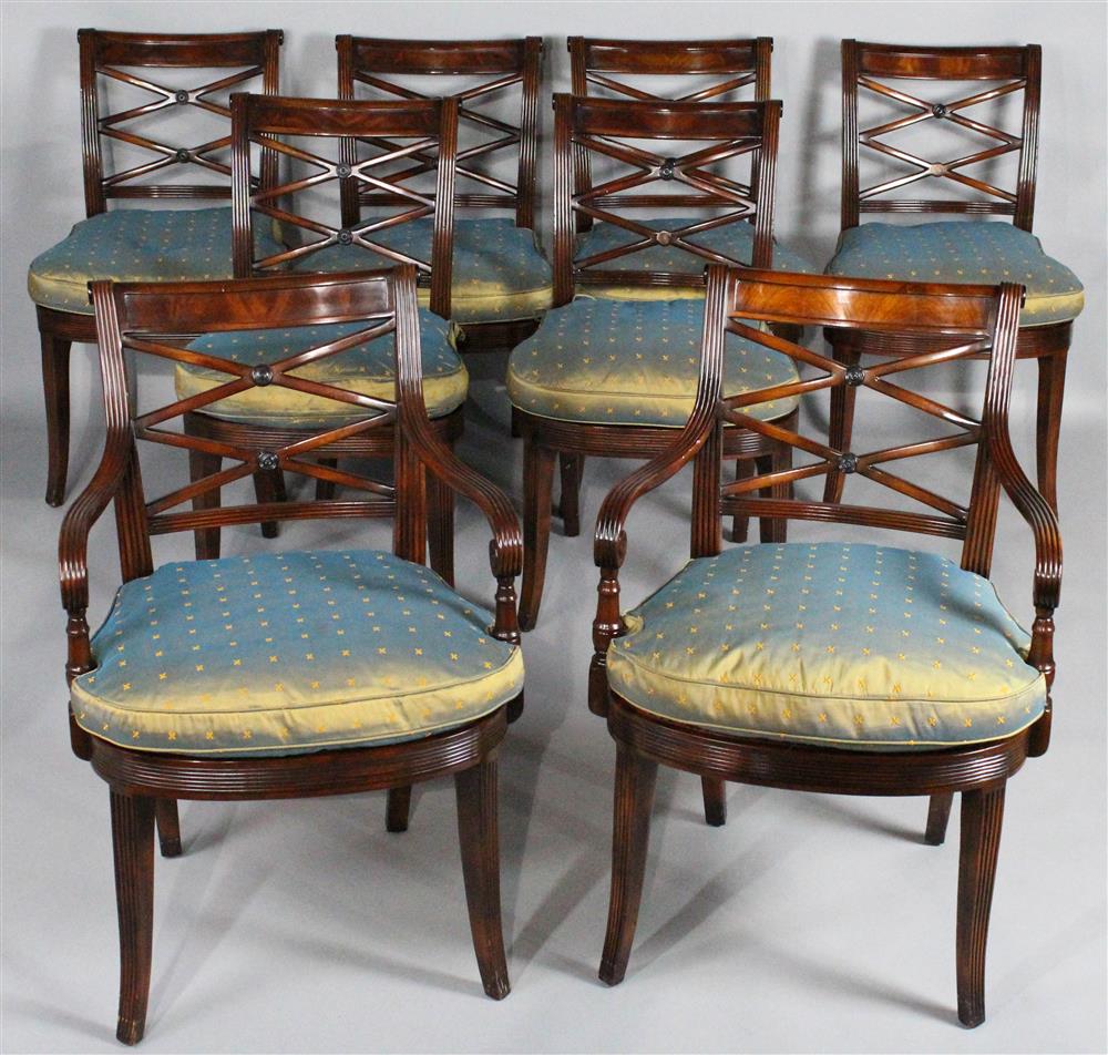 Appraisal: SET OF EIGHT REGENCY STYLE DINING CHAIRS WITH CANED SEATS