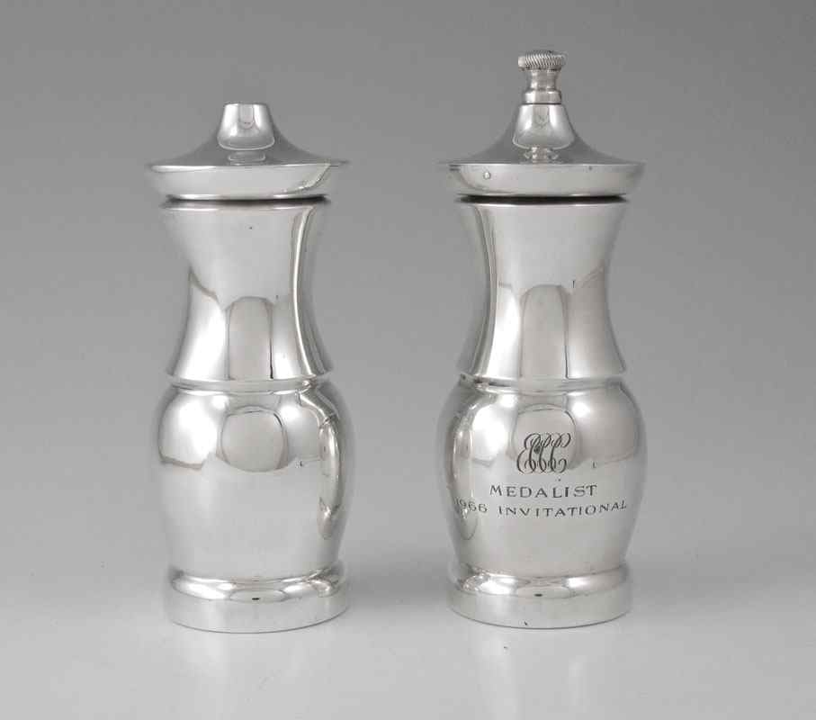 Appraisal: TIFFANY CO STERLING PRESENTATION SALT PEPPER SHAKER Pair sterling clad