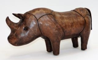 Appraisal: Abercrombie Fitch Leather Rhinoceros Footstool ENGLAND UNITED STATES TH CENTURY