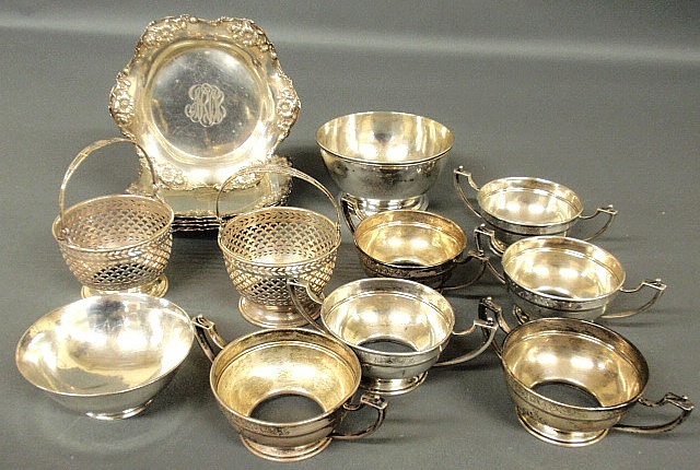 Appraisal: - Large group of sterling silver tableware incl Revere bowls