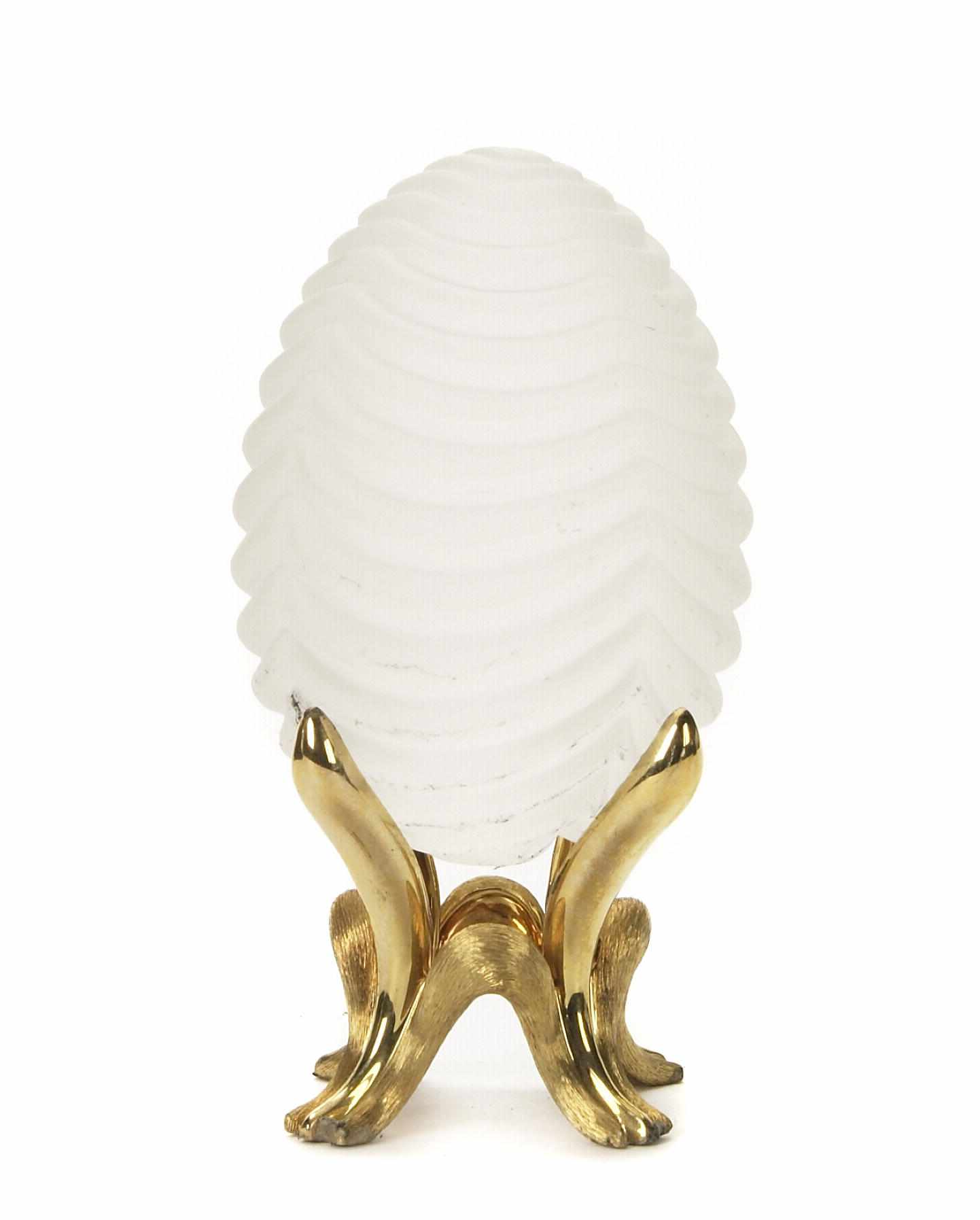 Appraisal: A Henry Dunay frosted glass and k gold egg stand