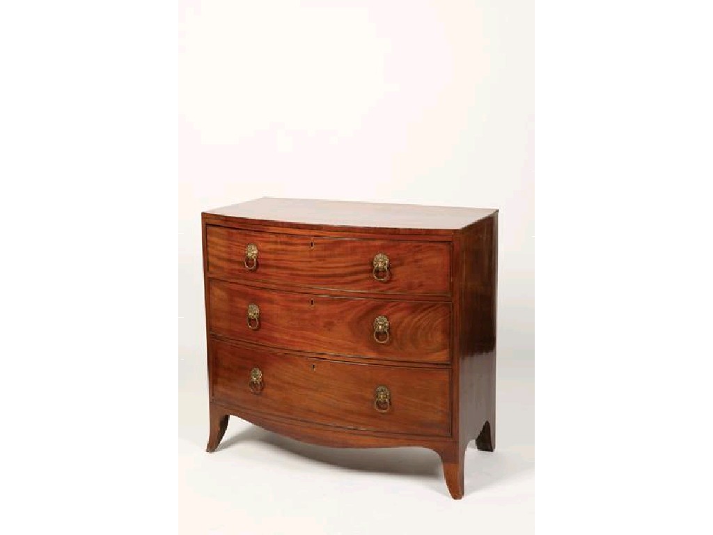 Appraisal: A REGENCY MAHOGANY BOW FRONT CHEST OF DRAWERS the caddy