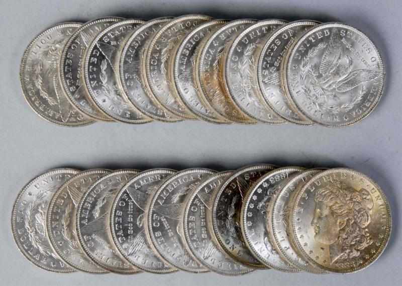 Appraisal: BU Roll of -O Morgan Silver Dollars Description coins