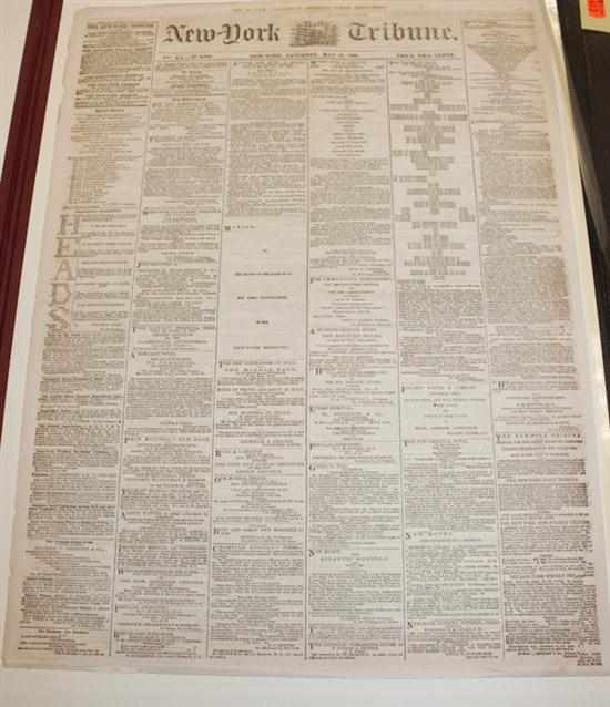 Appraisal: Historic Newspaper Lincoln's Nomination New-York Tribune May containing news and