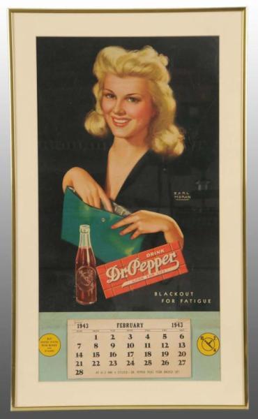 Appraisal: Dr Pepper Calendar Description Framed under glass Artwork by Earl