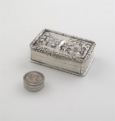 Appraisal: A William IV 'castletop' snuff box with a view of