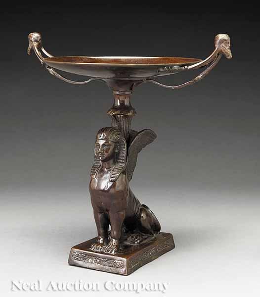 Appraisal: An Empire-Style Patinated Bronze Tazza in the form of a