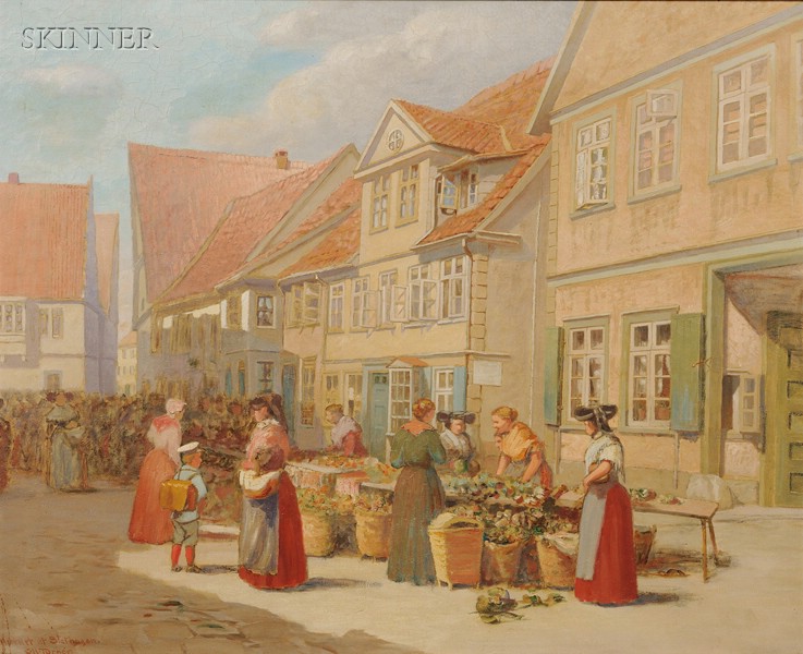 Appraisal: Charles Henry Turner American - Market at Stathagen Signed and