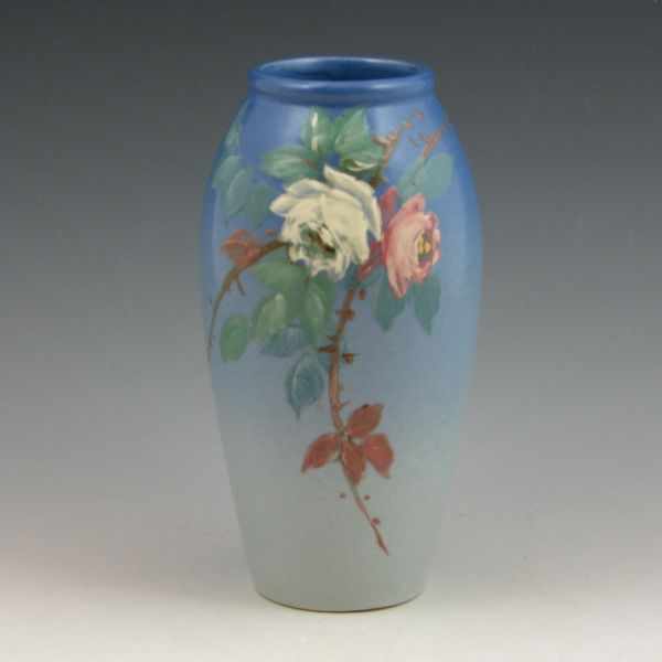 Appraisal: Weller Hudson vase with white and pink rose decoration on