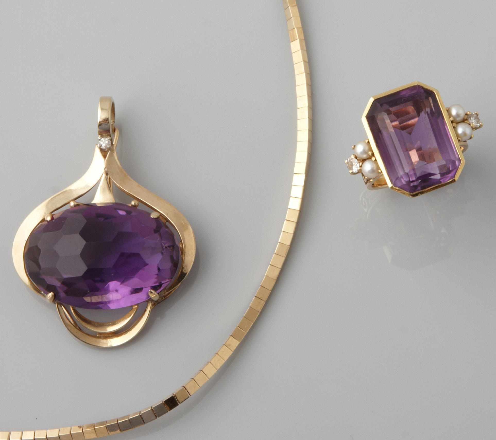 Appraisal: Property of various owners A collection of amethyst and gold