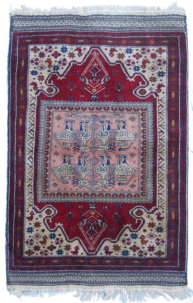 Appraisal: ORIENTAL RUG BELOUCH MAT ' x ' Square central pink