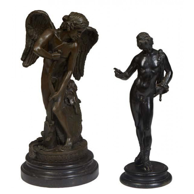 Appraisal: Two Bronze Figures one after Auguste Moreau - Love Armed