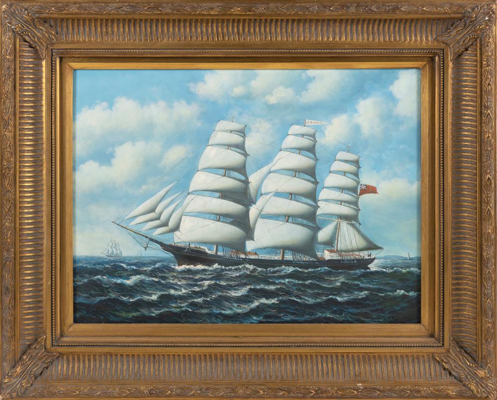 Appraisal: PORTRAIT OF THE THREE-MASTED SHIP CANADA TH CENTURY OIL ON