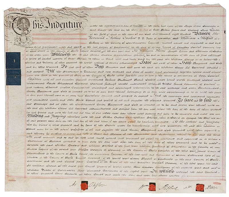 Appraisal: Five Antique Indentures on Vellum s Five Antique Indentures on